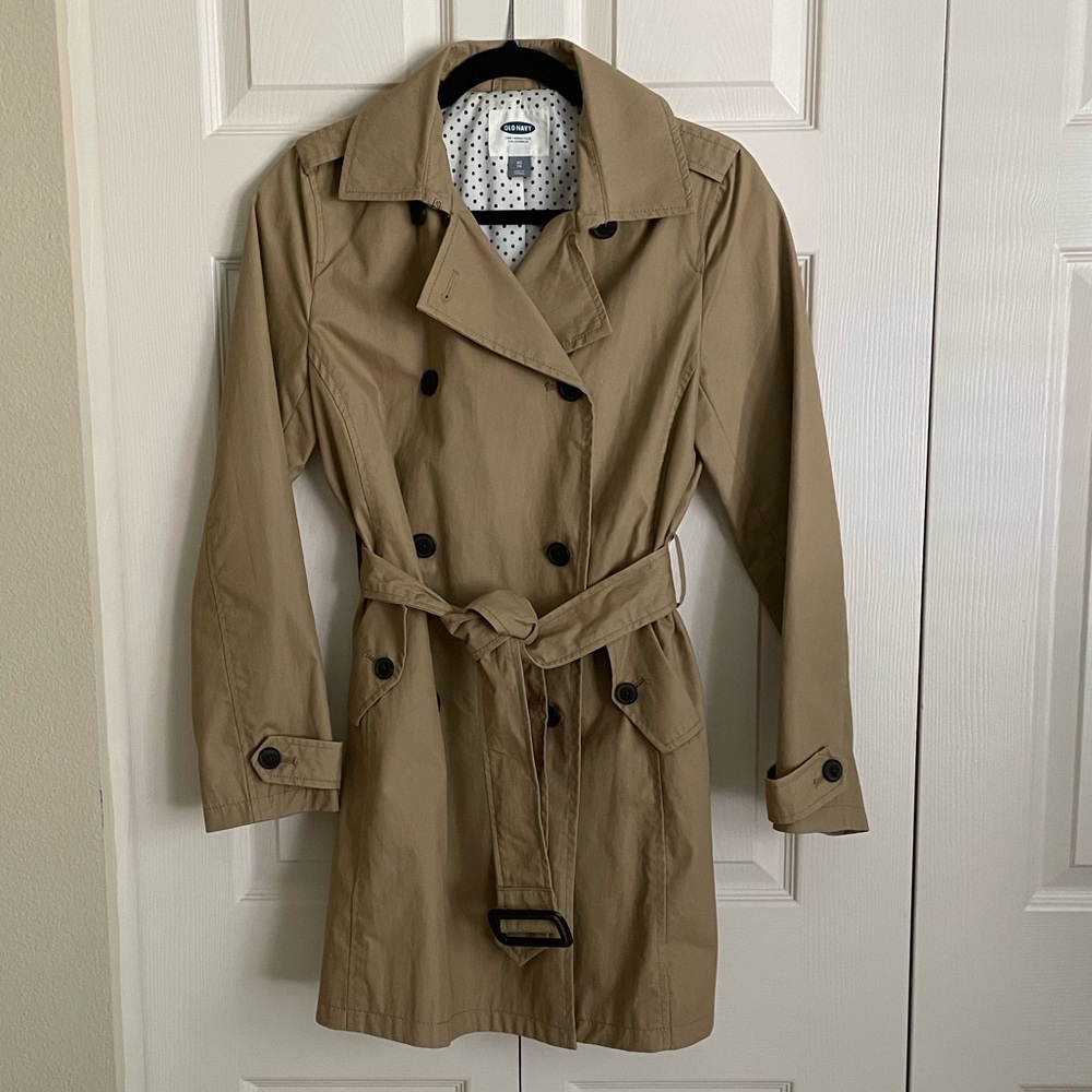 Old Navy Classic Tan Trench Coat - Picture 2 of 5